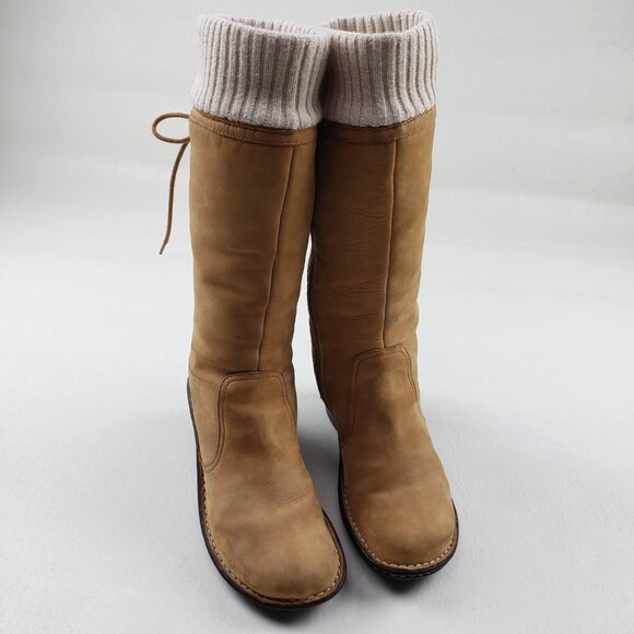 Ugg Skylair Knit Wedge Tall Boot Womens 9 Brown Leather Lace Up Side Zip Lined - Picture 8 of 16